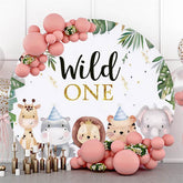 Aperturee Cute And Lovely Wild One Animal Round Birthday Backdrop